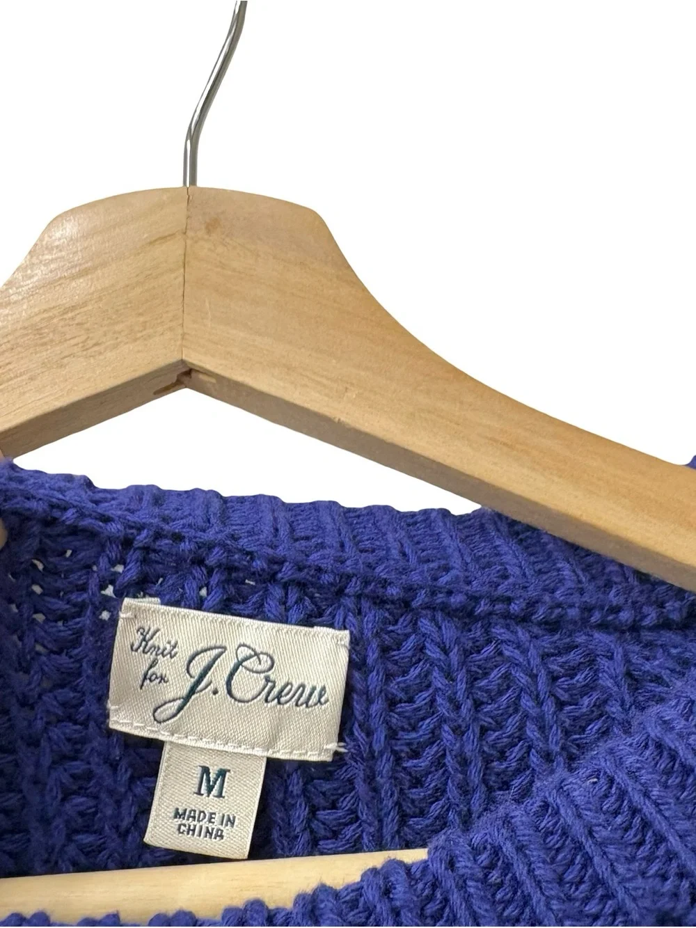 J.Crew men's shaker-stitch chunky fisherman crewneck sweater indigo blue Size M